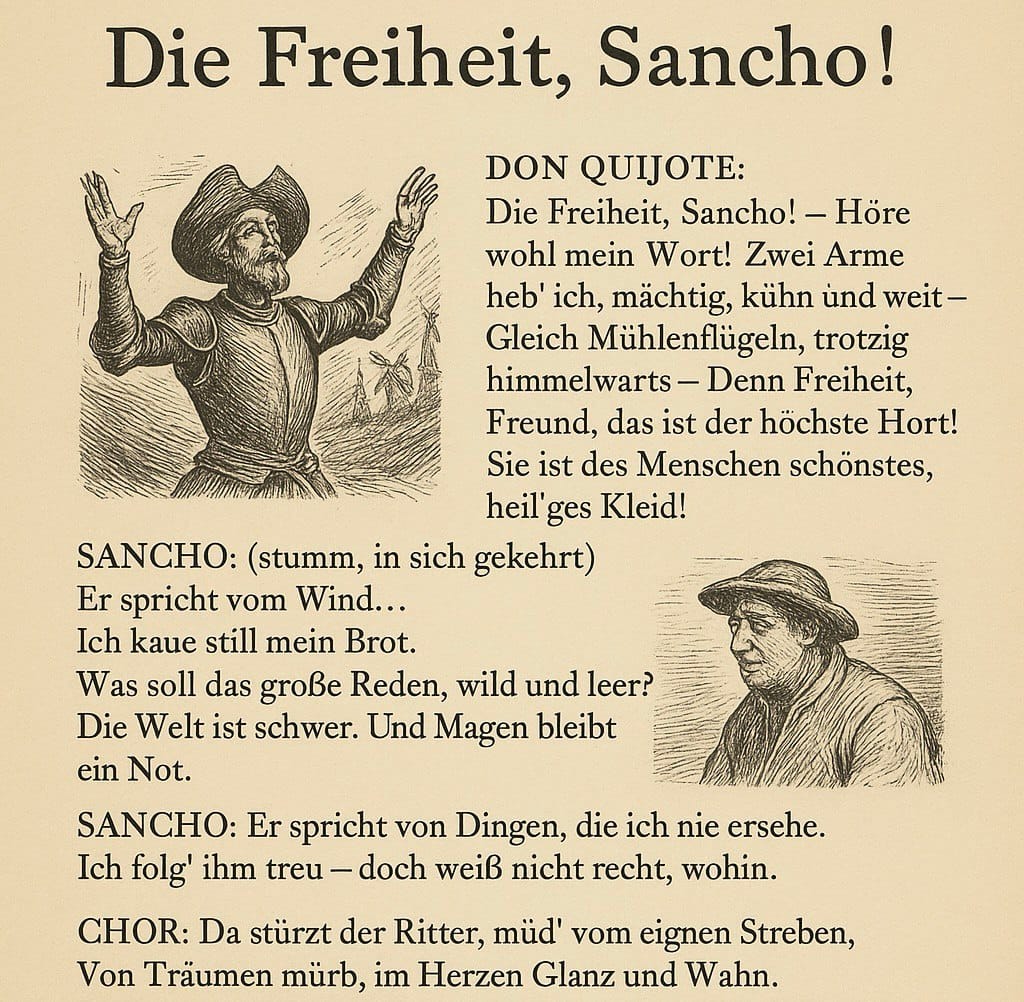 Don Quijote und Sancho Panza, erstellt von ChatGPT