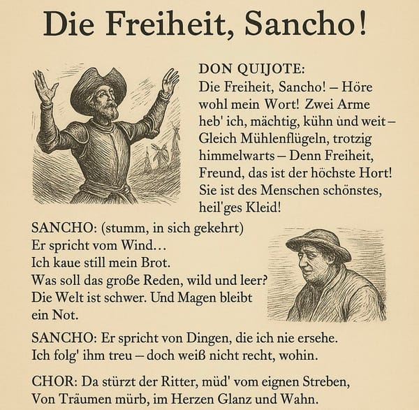 Don Quijote und Sancho Panza, erstellt von ChatGPT